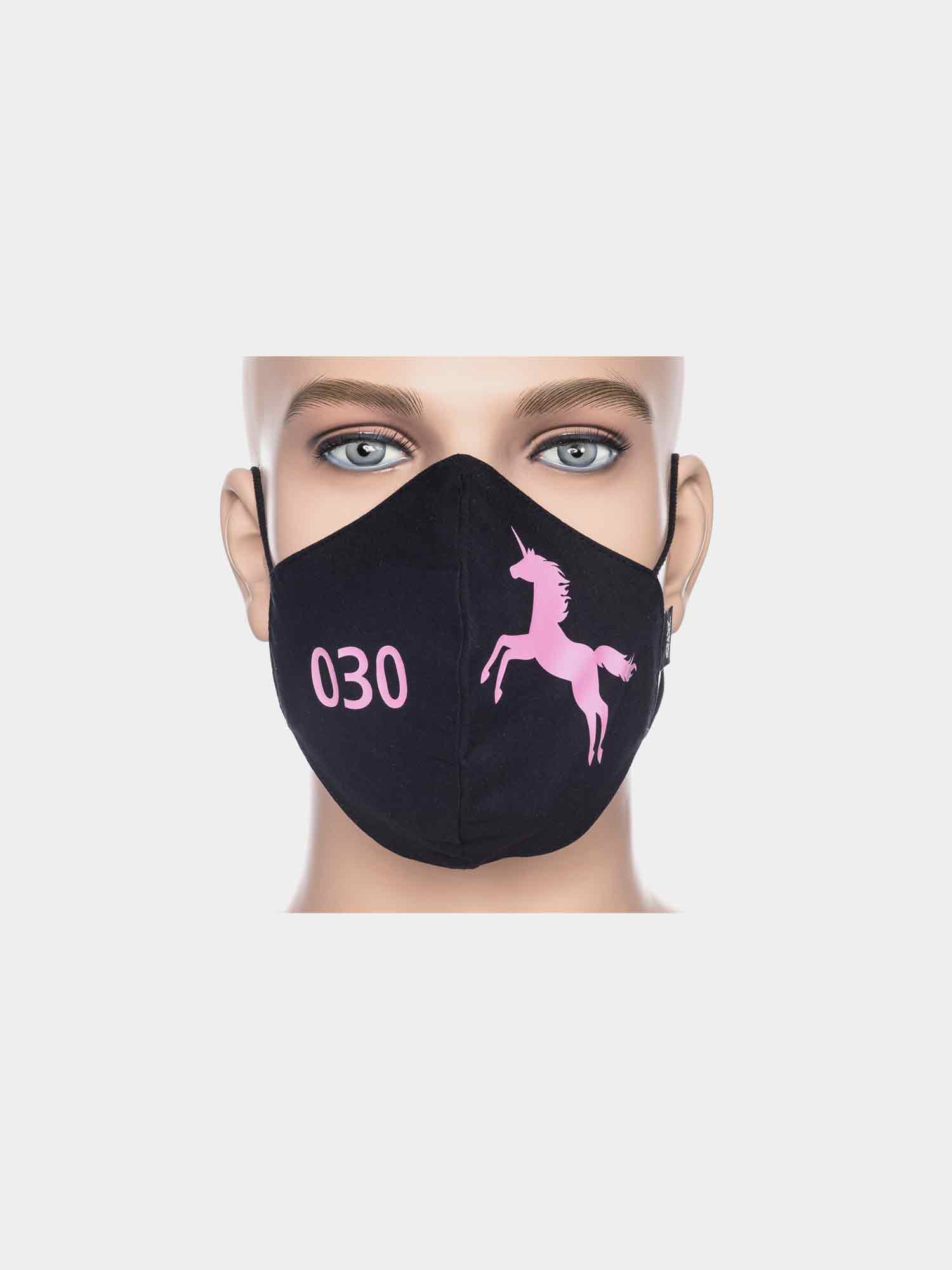 ATO Maske 030 Einhorn schwarz/pink